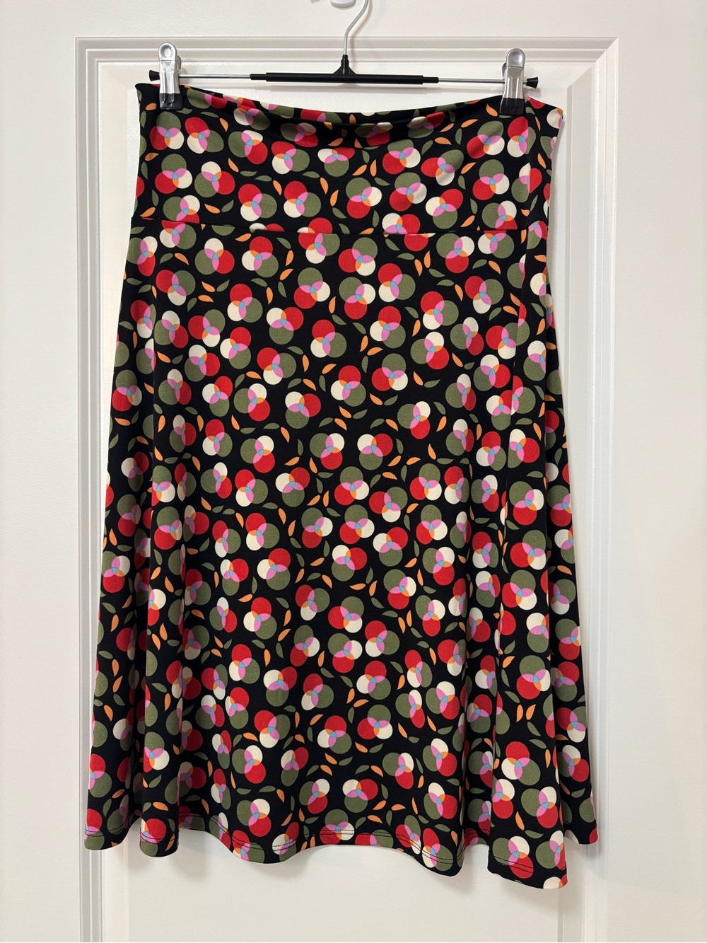 LulaRoe Multicolor Dot Pattern Knee Length A-Line Skirt, Size L